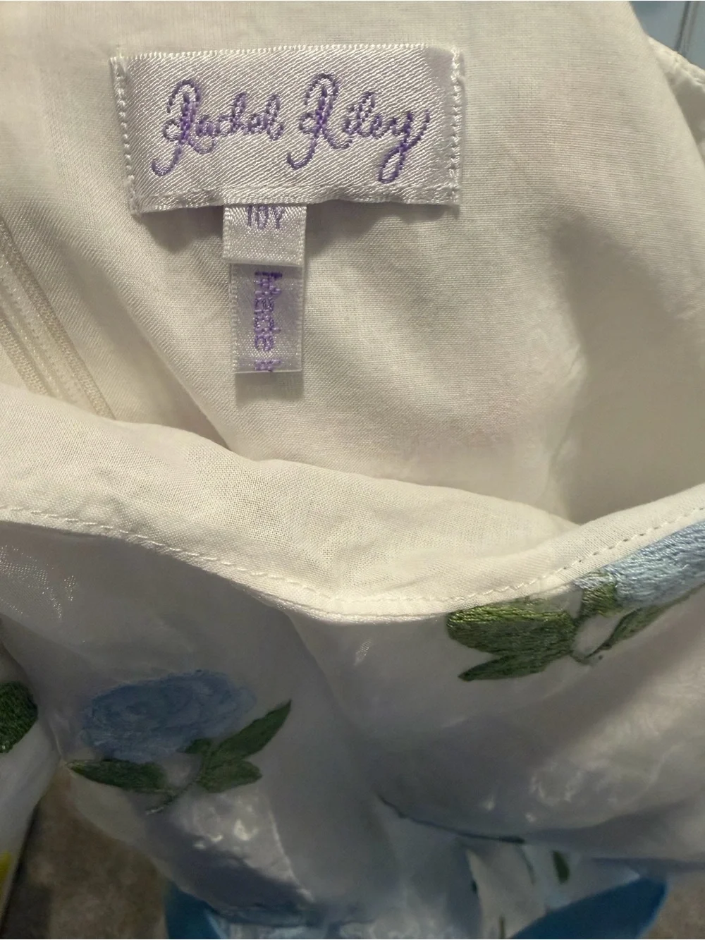 RACHEL RILEY US BLUE ROSE EMBROIDERED ORGANZA DRESS 10Y